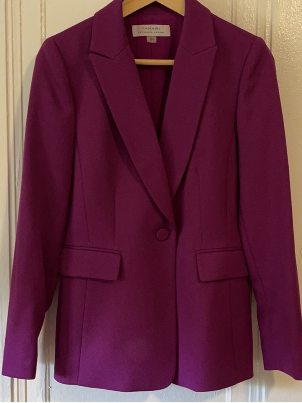 Maroon Purple Textured Woven Tahari Blazer